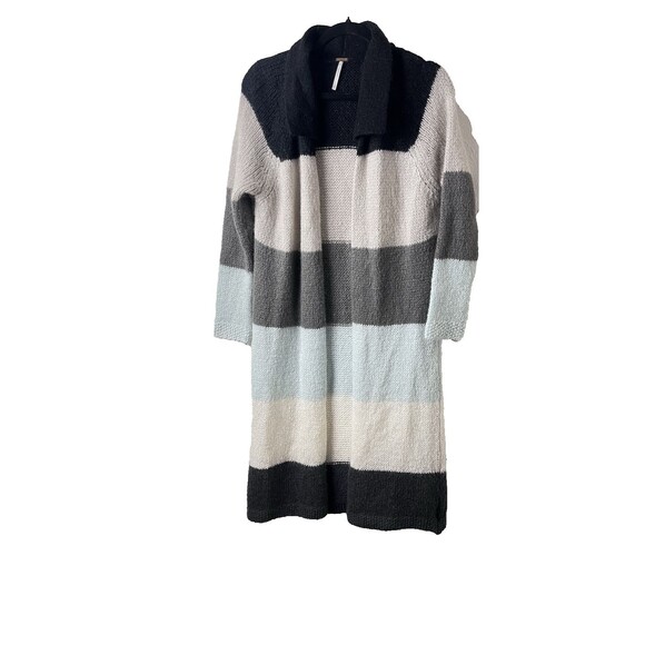 Free People Over The Rainbow Cardigan‎ Duster Sweater M Color Block Artsy Boho - Picture 3 of 5